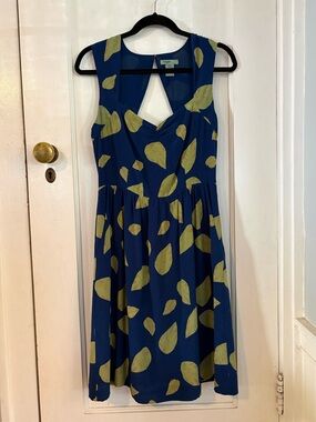 Anthropologie Maple Tupelo Silk Leaf-Print Dress